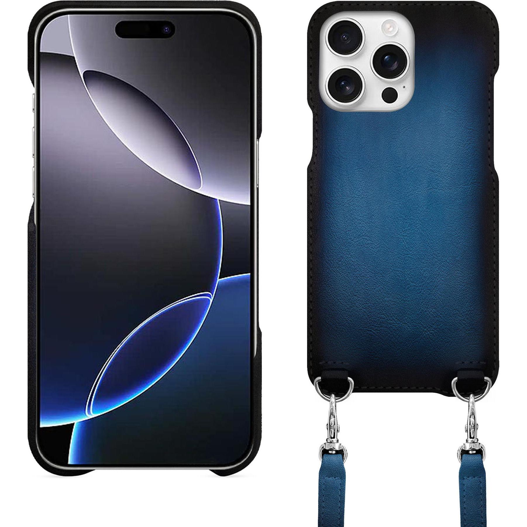 Noreve Schutzhülle mit Schulterriemen Apple iPhone 16 Pro Max (Apple iPhone 16 Pro Max), Smartphone Hülle, Blau