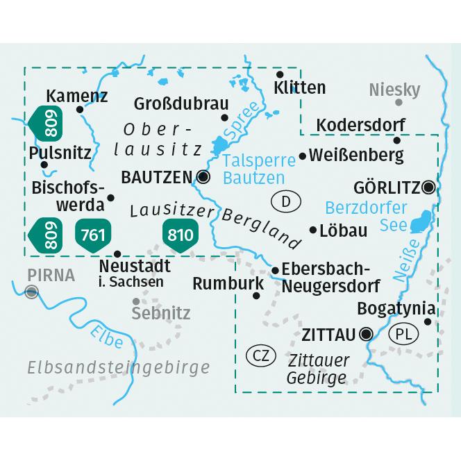 Thumbnail - KOMPASS Wanderkte 811 Oberlausitz, Zitt, Landkarte
