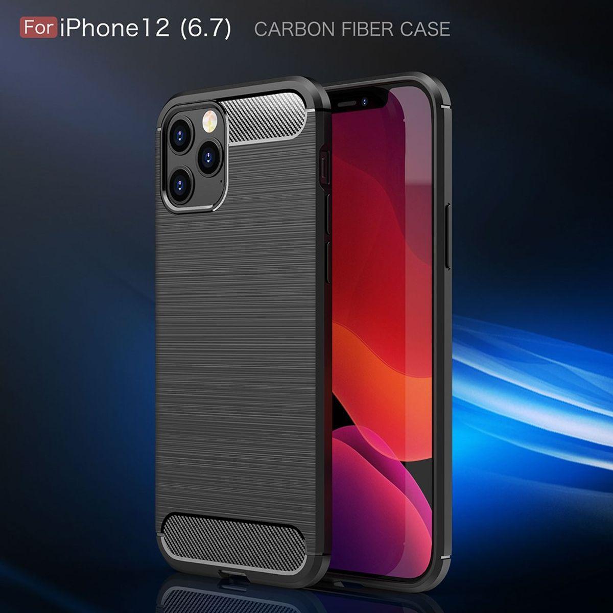 Thumbnail - König Design Hülle Handy Schutz für Apple iPhone 12 Pro Max Case Cover Bumper Carbon Schwarz (Apple iPhone 12 Pro Max), ...