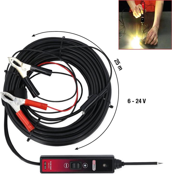 Produktbild KS Tools Funktionsprüflampe, 6 - 24 V DC, Kabellänge 25 m