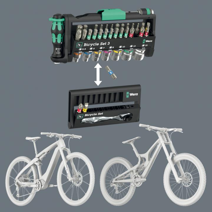 Produktbild Wera Bicycle Set 3 (1/4" x 50, 1 x TX 30x25, 1 x TX 40x25, 1 x TX 25x25, 1x TX 20x25 mm, 1/4" x 25mm, 1 x TX 27 x 25 mm)