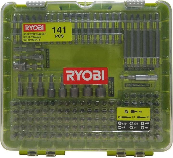Actual product image Ryobi Bit and socket spanner set 141 pcs.