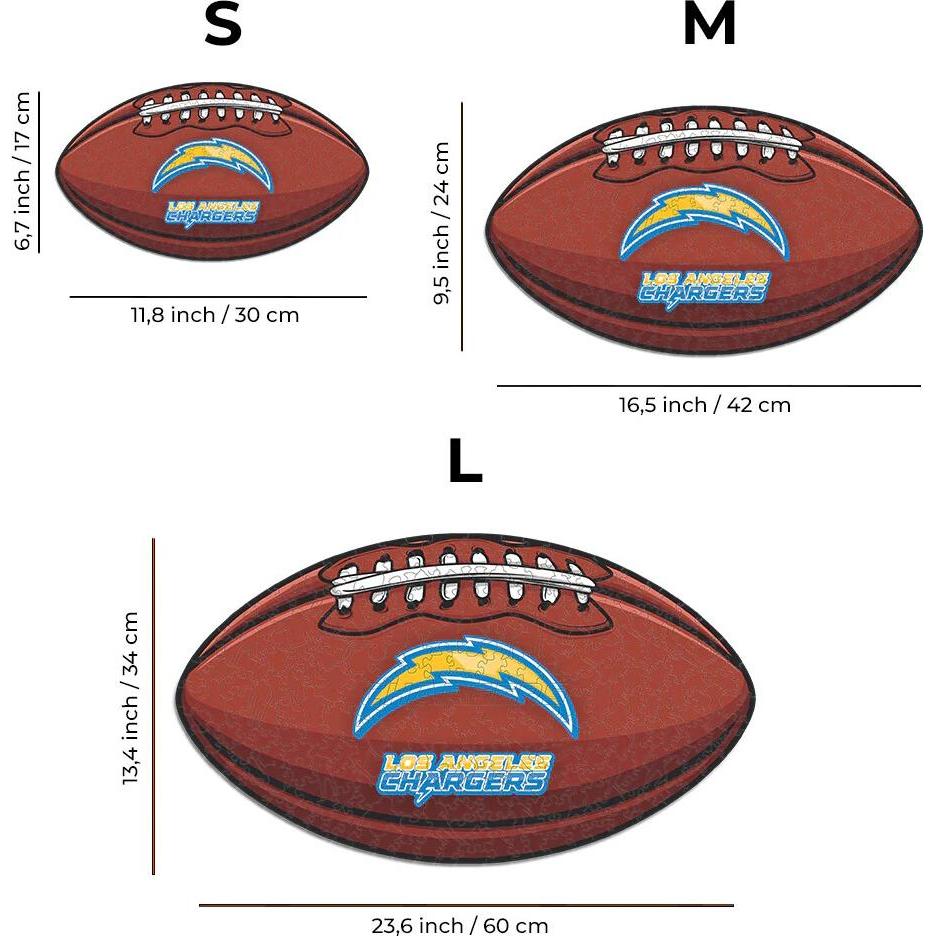 Thumbnail - Iconic NFL - Los Angeles Chargers – Football mit Logo - Holz Puzzle Grösse S (150 Teile) (150 Teile)