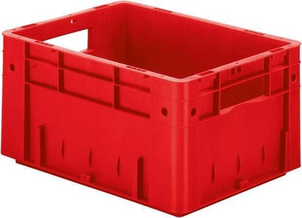 Produktbild LA-KA-PE Transportstapelbehälter L400xB300xH210mm rot PP Schwerlast Durchfassgriff Seitenwände geschlossen