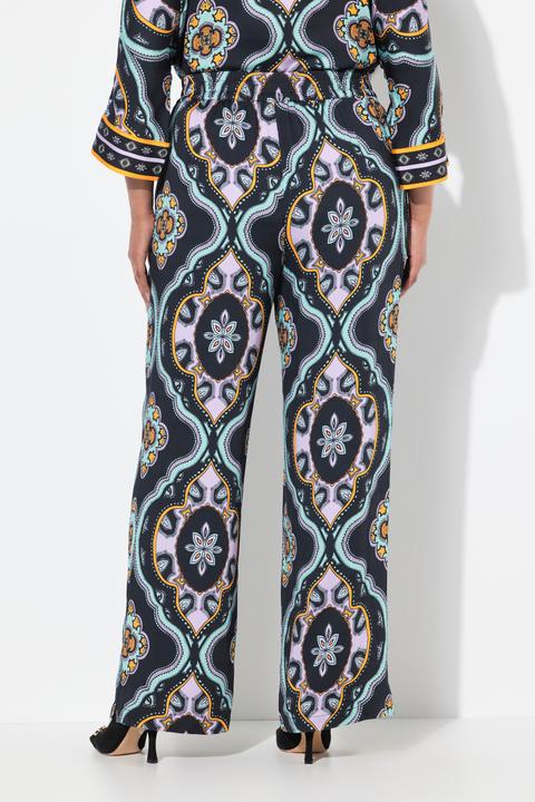 Actual product image Ulla Popken Ornamental Ogee Print Elastic Waist Pants (46, 48)