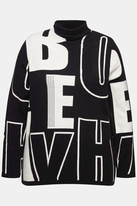 Produktbild Ulla Popken Pullover, Buchstaben, Ziersteine, Stehkragen, Langarm (60)