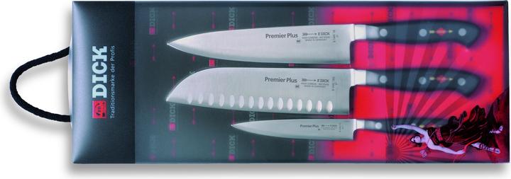 F. Dick Dick knife set, Premier Plus Eurasia (Gyuutoo knife, Santoku, office knife, X50CrMoV15 steel (18 cm)