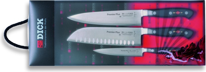 Produktbild F. Dick Dick Messerset, Premier Plus Eurasia (Gyuutoo Messer, Santoku, Officemesser, X50CrMoV15 Stahl, nicht (18 cm)