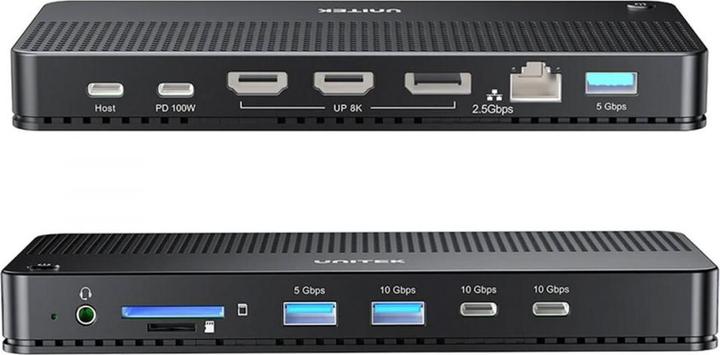 Produktbild Unitek D1104A01 13in1 MST HDMI DP 8K PD 100W Dockingstation (USB-C, 13 Ports)
