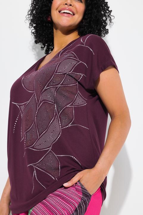Produktbild Ulla Popken T-Shirt, Glitzerdruck, Oversized, V-Ausschnitt, Halbarm (46, 48)