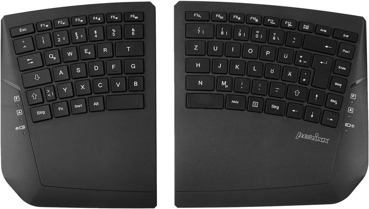 Perixx Wireless Ergonomic Split Compact DE Black Keyboard (DE, Kabellos)