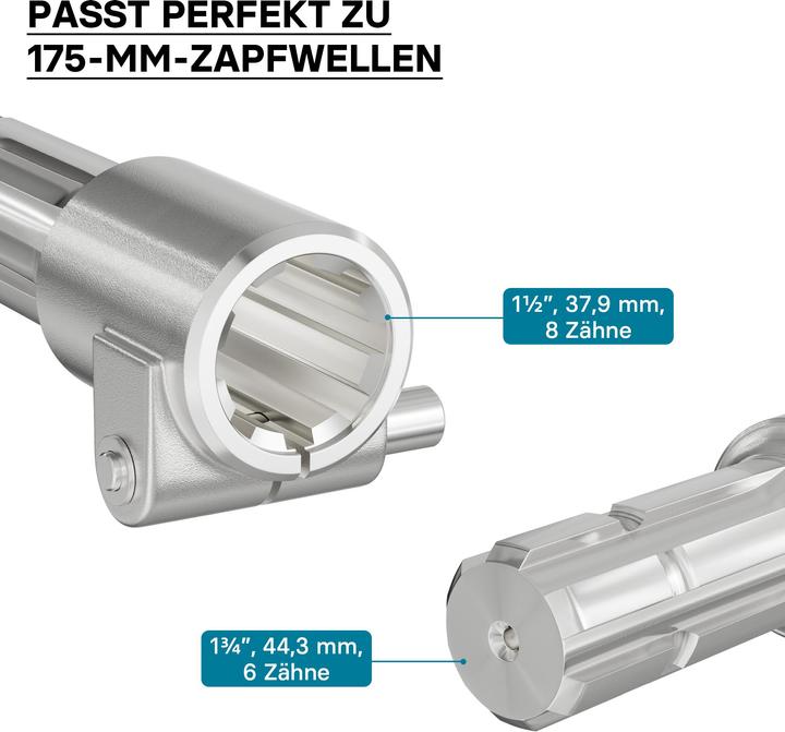 Actual product image Wiltec Adaptor Sleeve for PTO Shaft 175 mm w/ 8-32x38x6 Spline Housing and 1 3/4" 6T Output Shaft Trac (Tractor accessories)