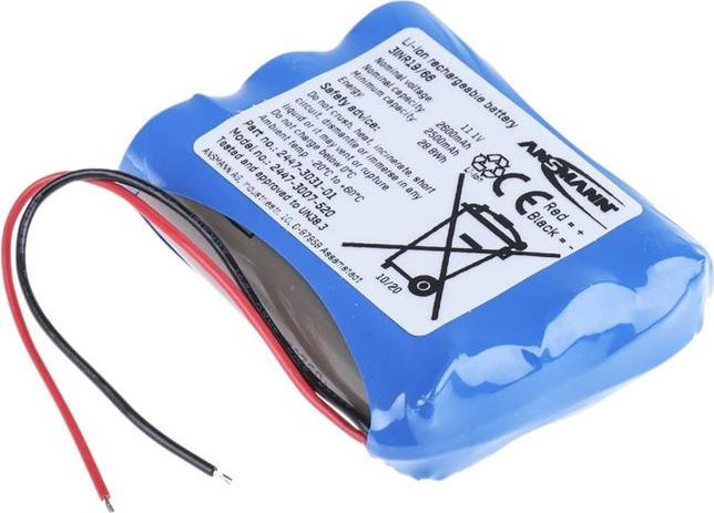 Actual product image Ansmann Battery pack 3x 18650 cable Li-Ion (1 pcs., 18650, 2600 mAh)