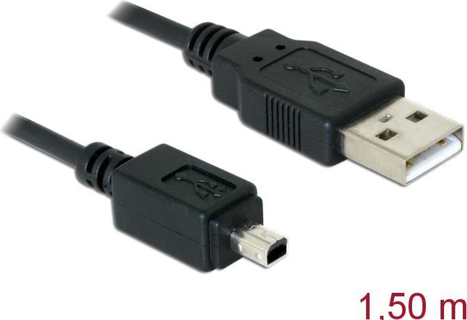 Produktbild Delock Kamera Kabel USB-B mini 4pin USB-A 1,5m Stecker-Stecker (1.50 m, USB 2.0)