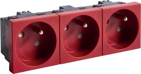 Produktbild Hager tehalit.GB-EG Gniazdo z/u 33st. potrójne 45x45mm bezhalogenowe czerwone EER3333020