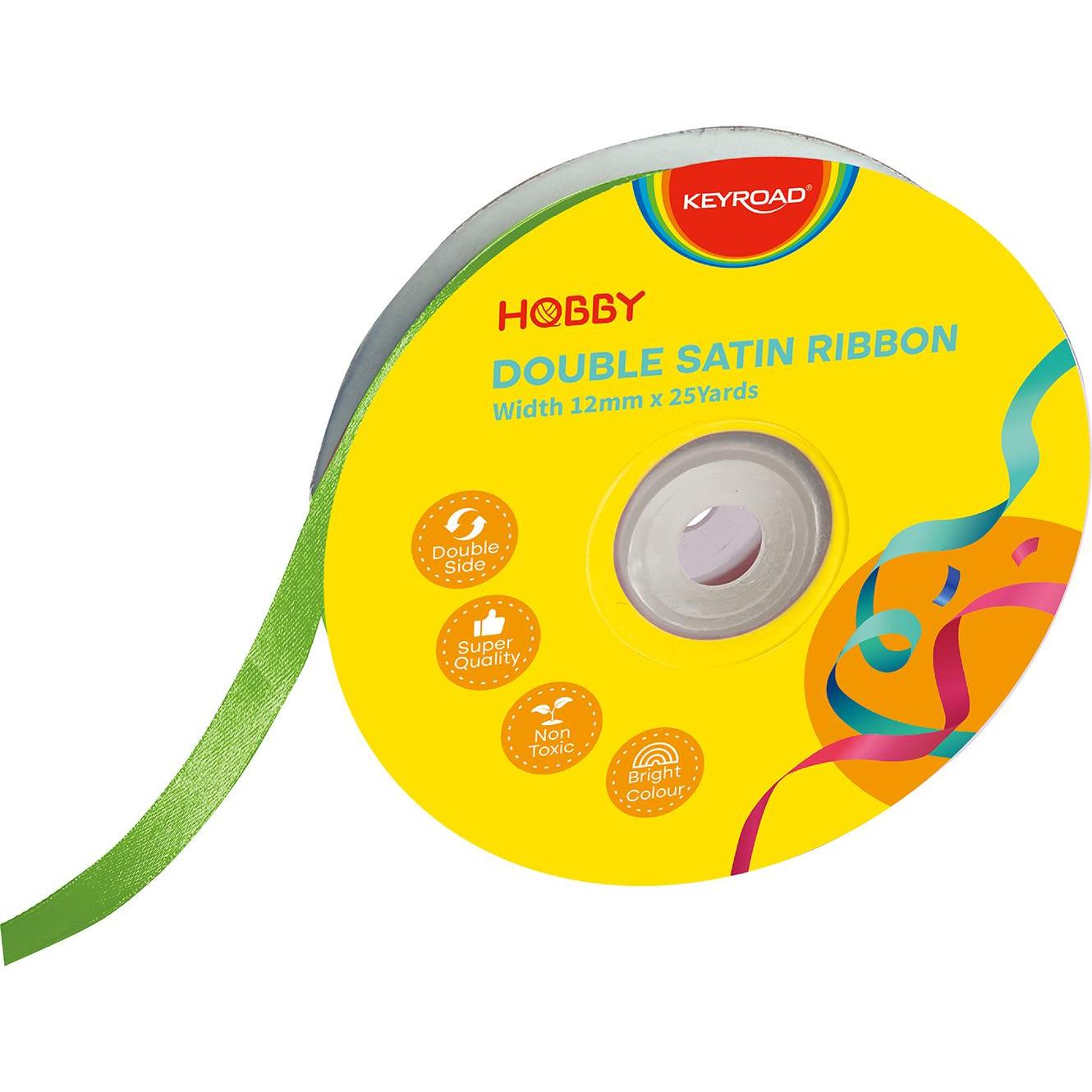 Keyroad, Geschenkverpackung, Band, doppelt, Satin, 12 mm x 22,86 m, auf Spule, grün (Geschenkband)