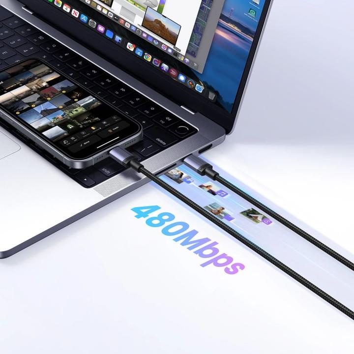 Actual product image Ugreen Cable USB USB-C - USB-C 1 m Czarno-szary (6941876269075) (1 m, 240 W)