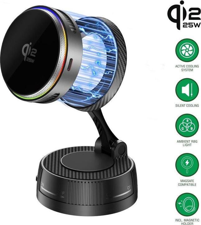 Actual product image 4smarts Qi2 25W/MagSafe Charger/Cooling RGB,360°-Mount.,spacegrey (25 W)