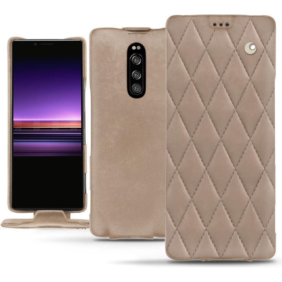Noreve Lederschutzhülle vertikal (Sony Xperia 1), Smartphone Hülle, Beige