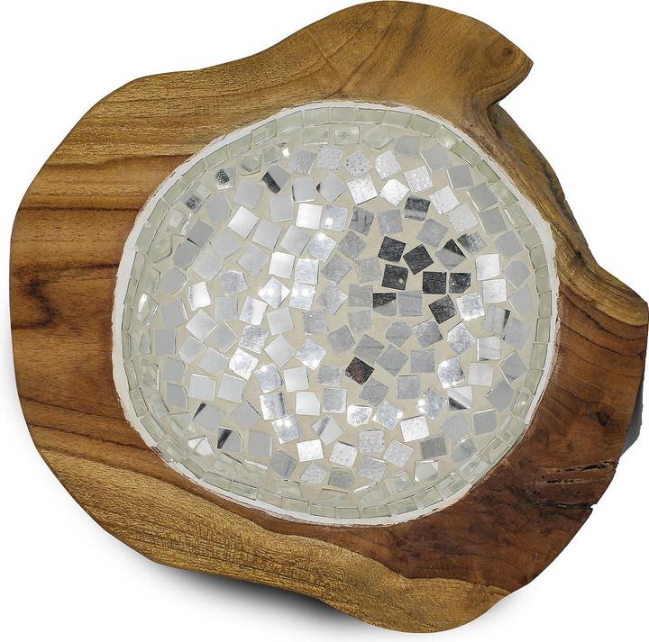 Natura Punto Decorative teak bowl with mirror finish, 30 x 30 x 15cm