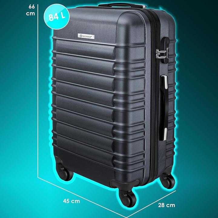 Kesser Hartschalenkoffer mit Zahlenschloss, Kofferwaage & Gepäckanhänger (84 l)
