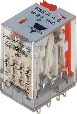 Actual product image Carlo Gavazzi Industrial relay RMI 4 changeover contacts DC 24V 5A Solder lugs