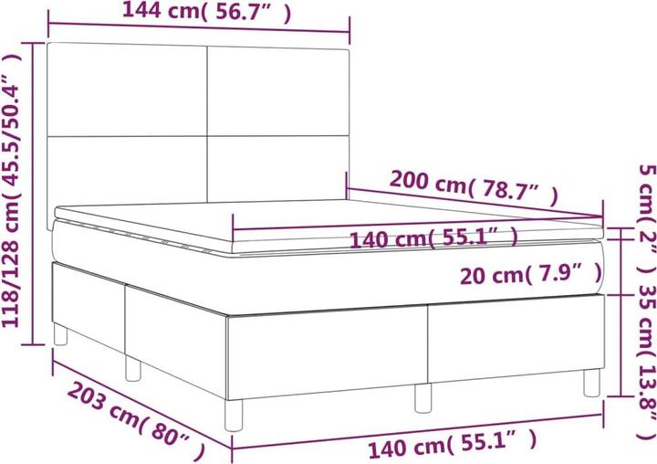 Image du produit vidaXL Boxspringbett (140 x 200 cm)