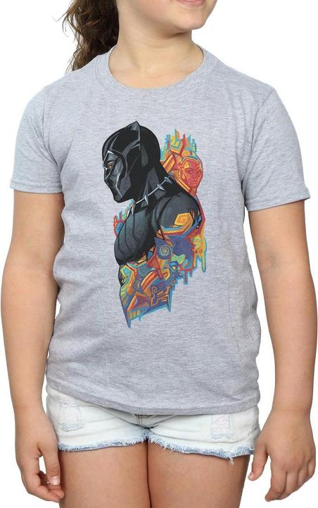 Actual product image Girls Black Panther Profile Cotton T-Shirt (140, 146)