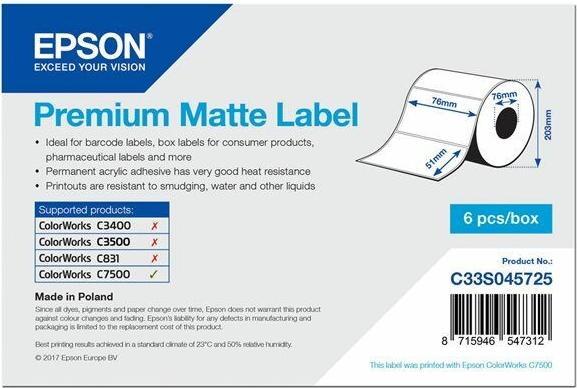 Immagine prodotto Epson Etichetta Opaca Premium