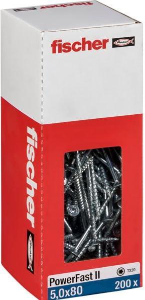 Produktbild Fischer PowerFast II 5,0x80 SK TX TG blvz 200 (200 Schrauben pro Stück)