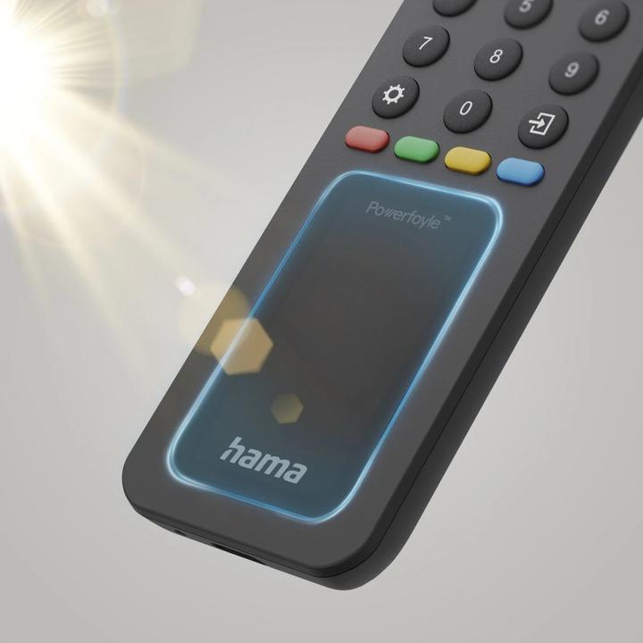 Actual product image Hama Universal-Fernbedienung TV, IR, Solar, für 8 Geräte, lernfähig, App-Tasten (Universal remote control, Infrared)