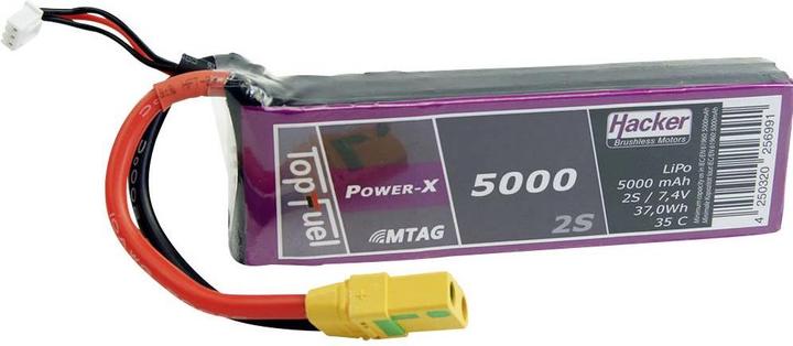 Actual product image Hacker TopFuel LiPo Battery 5000mAh 7.4V 2S 35C MTAG (7.40 V, 5000 mAh)