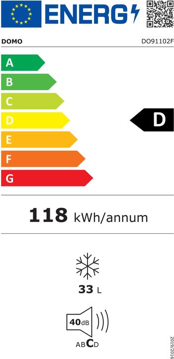 Label énergétique Domo DO91102F (Autonome, 33 l)