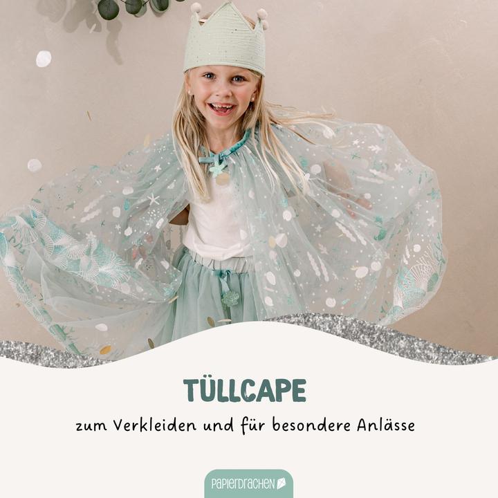 Produktbild Papierdrachen Tüll Cape mit Glitzer – mint