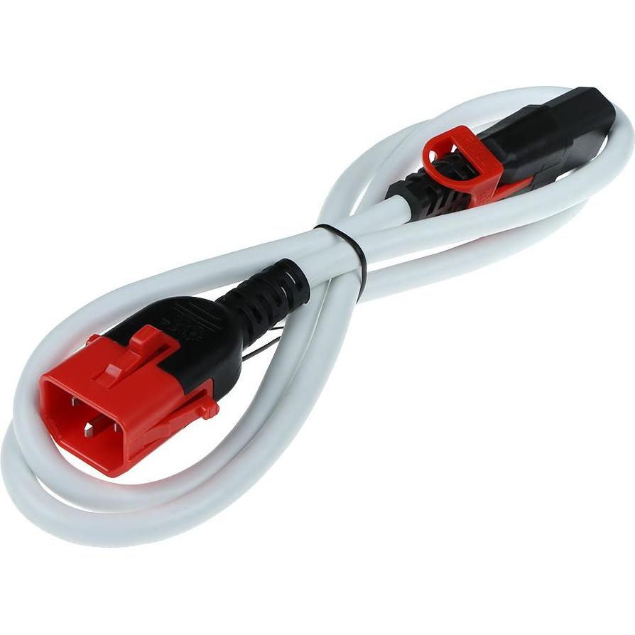 Thumbnail - ACT Powercord C13 - C14 Dual IEC LOCK white 0.5 m (0.50 m), Stromkabel