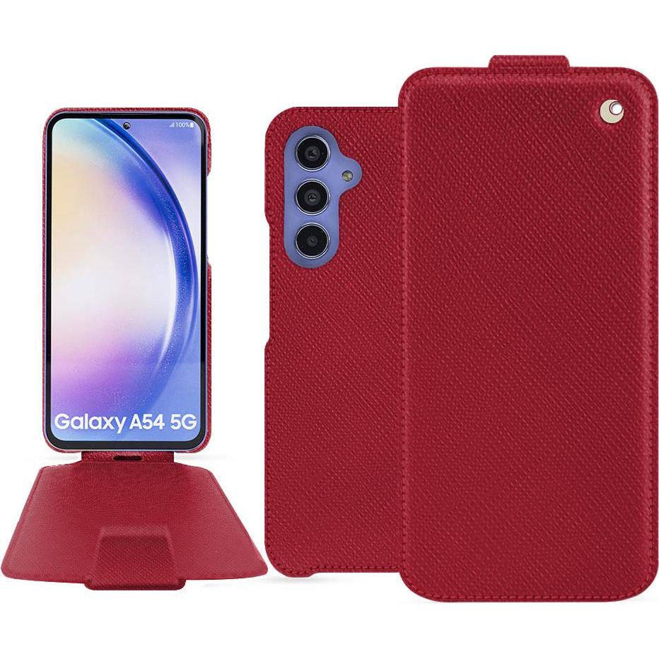 Noreve Lederschutzhülle vertikal (Samsung Galaxy A54 5G), Smartphone Hülle, Rot