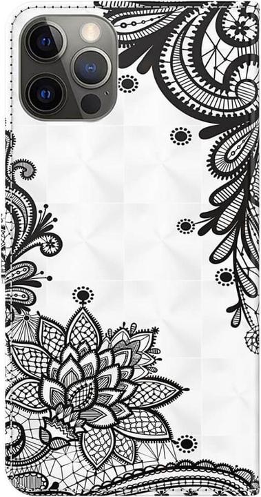 Produktbild Cover-Discount iPhone 15 - Etui Glitzer Effekt Blumen schwarz (Apple iPhone 15)