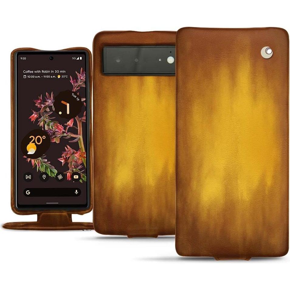 Noreve Lederschutzhülle vertikal (Google Pixel 6), Smartphone Hülle, Gold