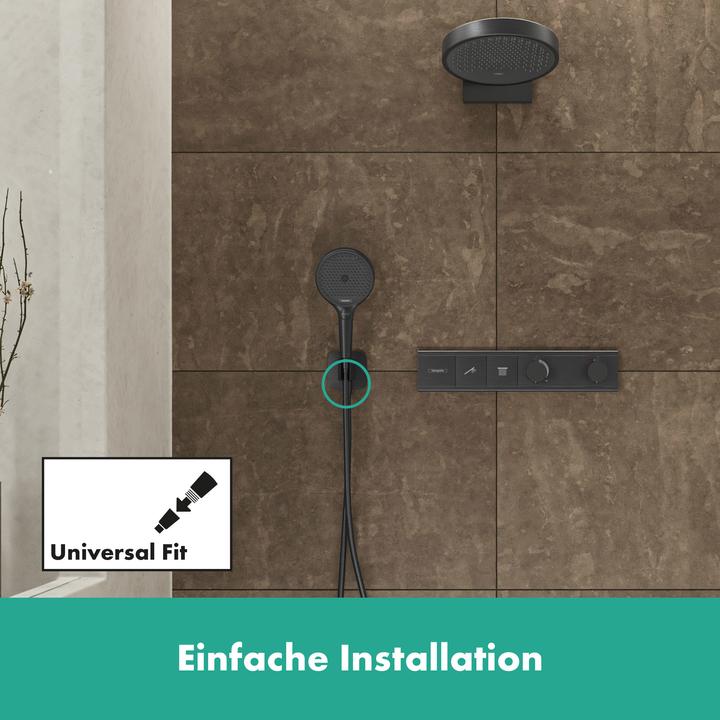 Actual product image hansgrohe HG wall connection FixFit Q with shower holder brushed black