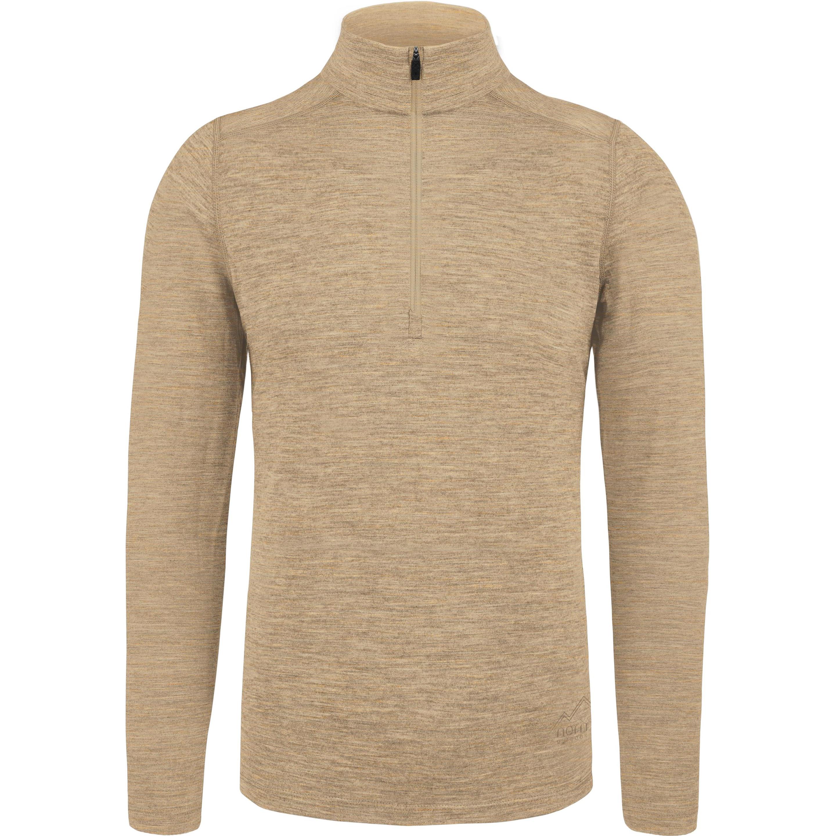 Normani, Herren, Funktionsshirt, Herren Merino Langarm mit 1/4 Zipper Canberra - 1583 (S), Beige, S