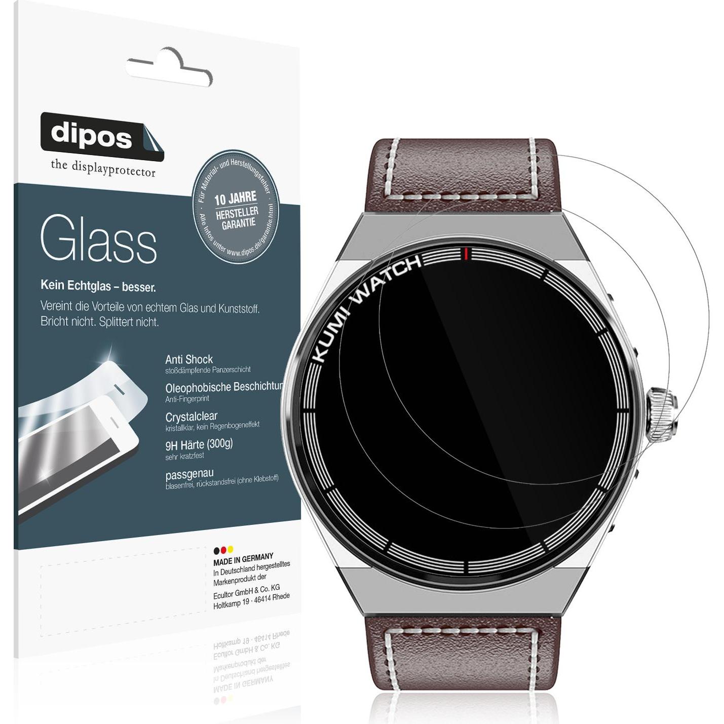 Dipos Anti-Shock Displayschutz 9H, Smartwatch Schutzfolie, Transparent