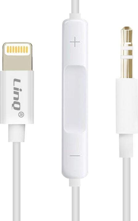 LinQ weisser Lightning auf 3.5mm Klinkenanschluss Audioadapter mit Fernbedienung (Lightning, 3.5mm Klinke)