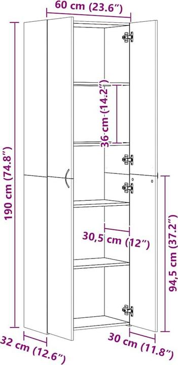 Actual product image VidaXL Cadeo (60 x 32 x 190 cm)