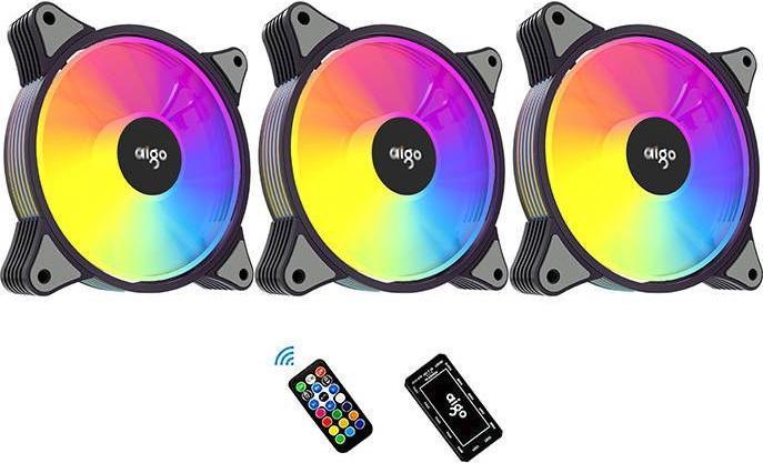 Actual product image Aigo AR12 ARGB Computer Fan set 3in1 120x120 (black) (120 mm, 3x)