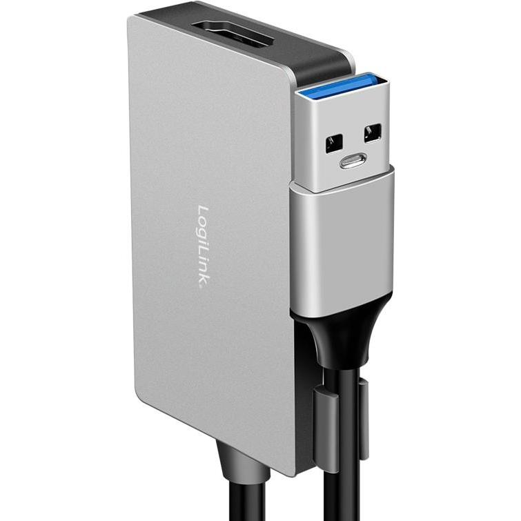 Thumbnail - LogiLink Prüfen (USB-A, 15 cm), Data + Video Adapter, Grau