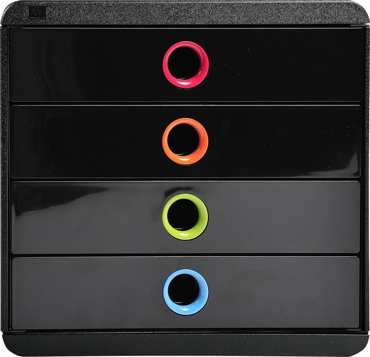 Image du produit Exacompta Boîte à tiroirs Pop Box 4 tiroirs, noir / arlequin (A4+)