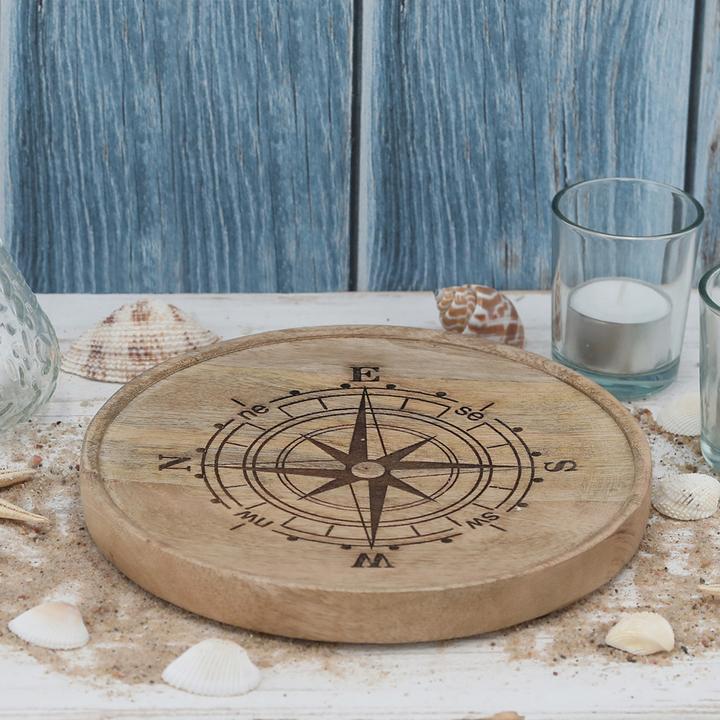 Produktbild Natura Punto Deko-Teller Mangoholz Windrose mit erhöhtem Rand, 20 x 3 x 20 cm (20 x 3 x 20 cm)