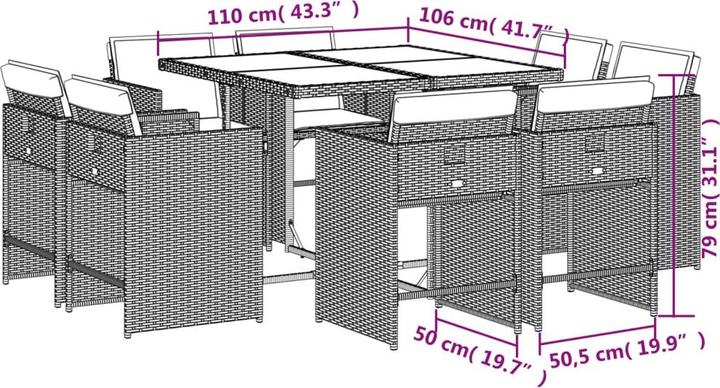 Actual product image vidaXL Garten Essgruppe (106 cm)