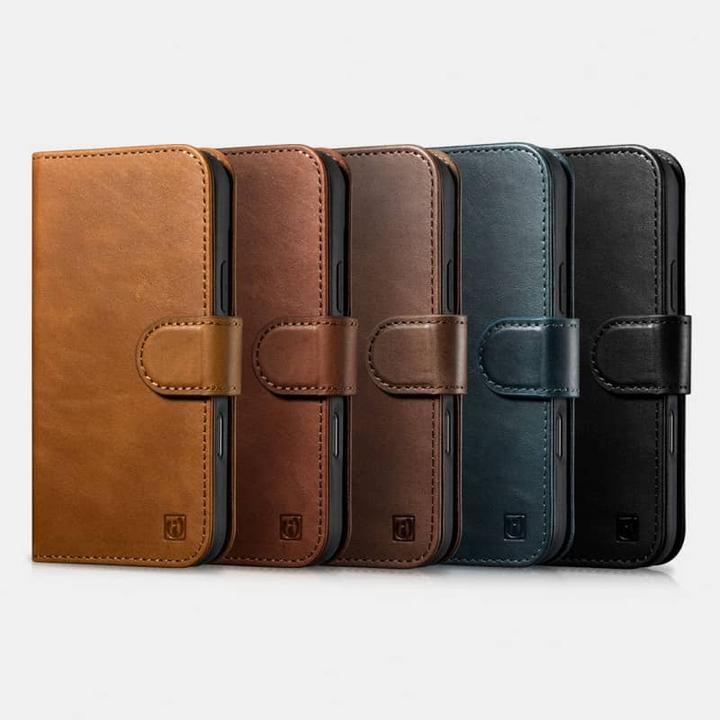 Actual product image iCarer iPhone 16 Pro Max - Oil Wax Premium Genuine Leather Detachable 2 in 1 Wallet Flip Case with (Apple iPhone 16 Pro Max)