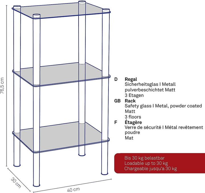 Produktbild Kela Regal Lars schwarz (30 x 40 x 76.50 cm)
